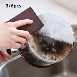 Cleaning Sponges, 3 or 6 Pieces, Durable Foam Pads, Scrubber Pad for Burnt Stains, Kitchen, Bathroom, Pots, Stoves, Sink, Rust Removal
