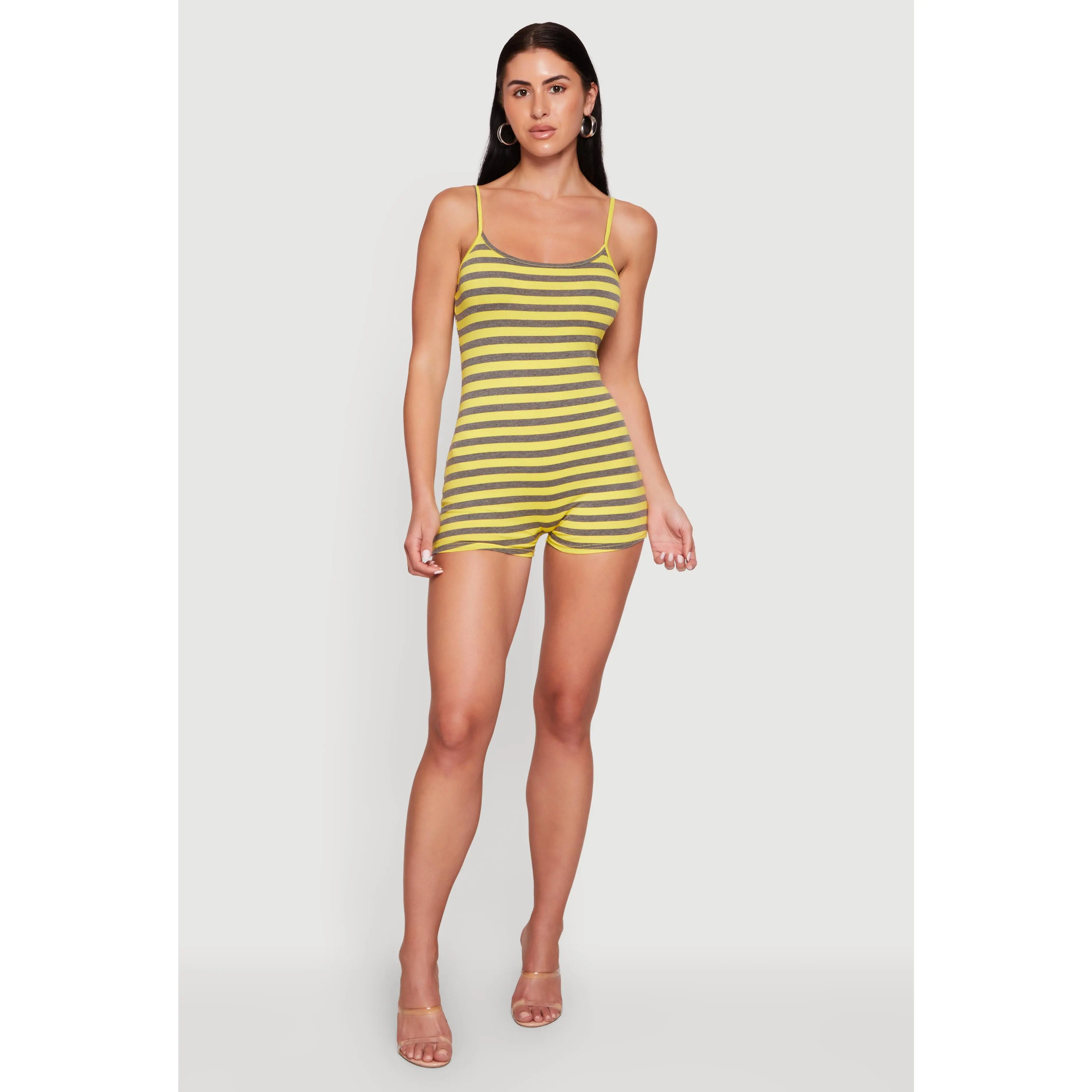 Striped Scoop Neck Sleeveless Romper
