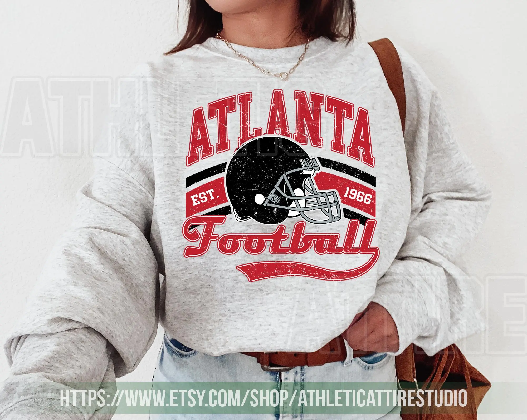 [Sale Up To 50%] Atlanta Football Vintage Sweatshirt, Retro Falcon Crewneck, Oversized Football Sweatshirt, Atlanta Football Fan Gift, Gift For Fan, Trendy USA Cotton Fabric