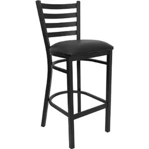 Flash Furniture  Black Ladder Back Metal Bar Stool with Black Vinyl Seat