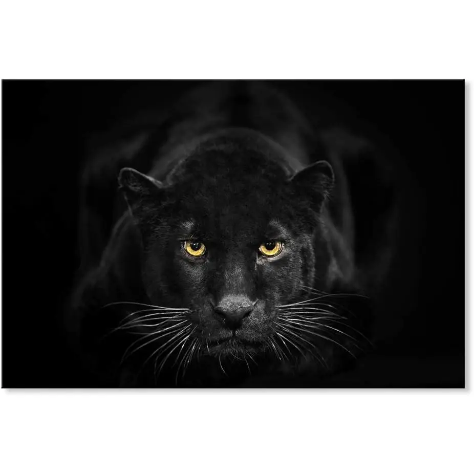 Black Panther Artistic Canvas Poster - Lightweight High-Detail Artwork, 12x18 in Multi-Size Pine Wood Framed/Unframed Wildlife Home Decor, Hanging Supplies for Living Room, Office, Kid Room, 12×18 In
