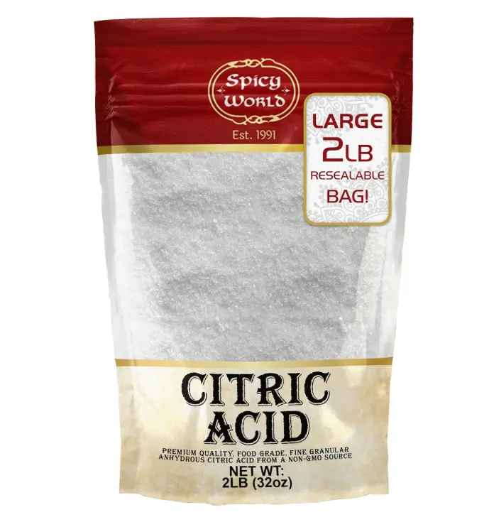 Citric Acid 2 LB Bag - 100% Pure, Food Grade & Non-GMO - Citric Acid Powder For Cleaning, Bath Bombs, Preserving - Fine Granular by Spicy World