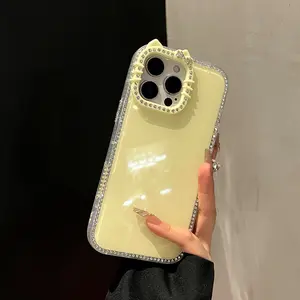 High-Value Double-Sided Diamond Cat Ear Protective Phone Case Cover For iPhone 17, 16, 15, 14, 13, 12 Pro Max Plus with Glitter Protection