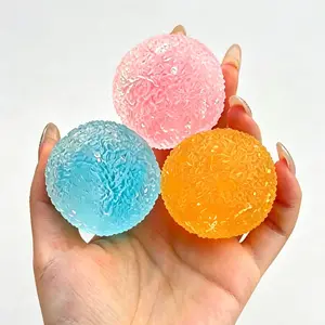3pcs Squishy Textured Stress Ball, Crystal Mochi Squishy Stress Ball, Wavy Textured Moldable Sensory Fidget Squeeze Toys for Party Favor& Stocking Stuffer
