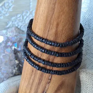 Black Lava Rock- macrame adjustable bracelet