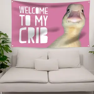 Welcome to My Crib Pink Funny Wall Hanging 3x5Ft FlagTapestry for Bedrooms Living Rooms Bars College Dorms Decor