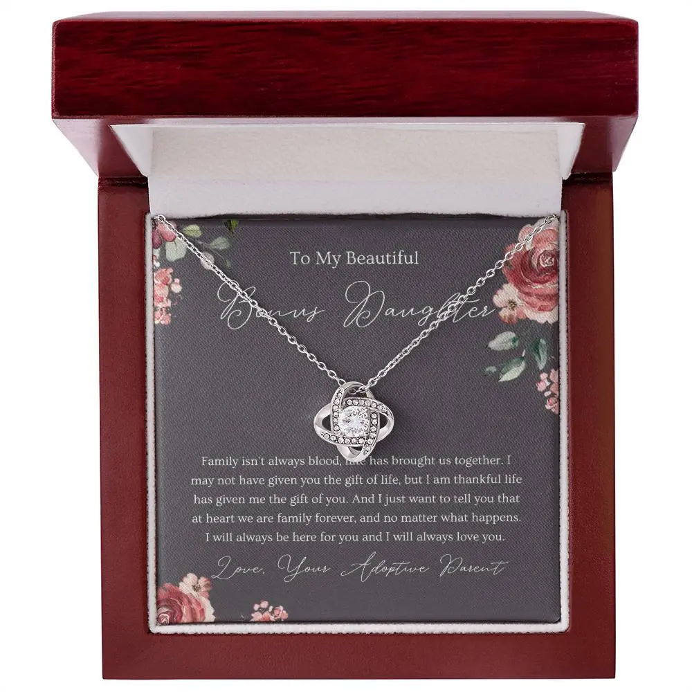 Bonus Daughter Jewelry Thoughtful Necklace For Stepdaughter Or Adopted Daughter Featuring Family Isn’t Always Blood Message