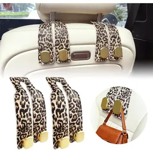 2 Pack Purse Hook for  Headrest,  Seat  Storage Hook for Purses and Bags,   Seat Headrest Purse Holder, Hanger Storage Organizer (Leopard)