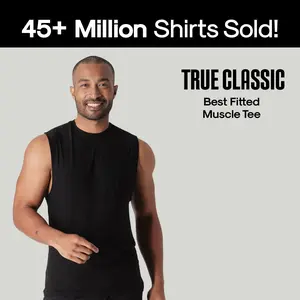 True Classic Men’s Sleeveless Muscle Tee – Moisture-Wicking Lightweight Fit, Antimicrobial Quick-Dry Fabric, Gym and Streetwear Essential