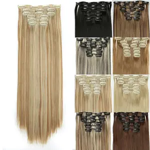 Aluna Hair 24 inch Long Straight Clip-in Hair Extensions for Daily & Costume Party, Natural Fluffy Hair Extensions for Daily & Party Decoration, 2025 Trendy Matching Classic Wig Piece