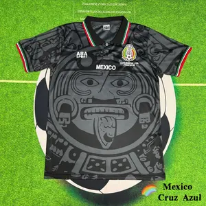 1998 Mexico National Team Home Away Black Soccer Jersey Short-Sleeve