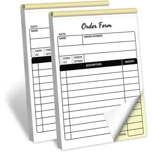 Receipt Book Handheld 2-Part Carbonless 4x5.5 inches Carbon Duplicate Copy Sales Receipt Form Invoice Pad Cute Convenient for Small Boutique Business White/Yellow Pack of 2 50 Sets per Book