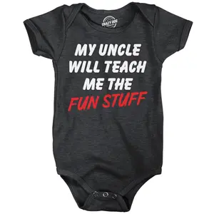 My Uncle Will Teach Me The Fun Stuff Baby Bodysuit Funny Sarcastic Graphic Novelty Jumper For Infants Funny Baby Onesies Funny Uncle Onesie Novelty Onesie Black -