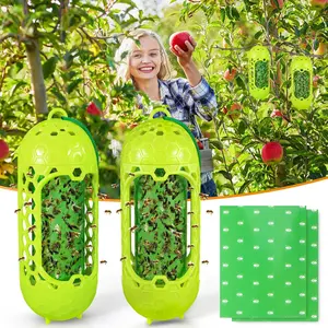Upgraded Outdoor Hanging Wasp Trap 2 Pack Bee Traps for Yellow Jacket Catcher Refillable Sticky Papers Fly Bug Insect Deterrent Killer VisiLure Technology Non-Toxic Odorless