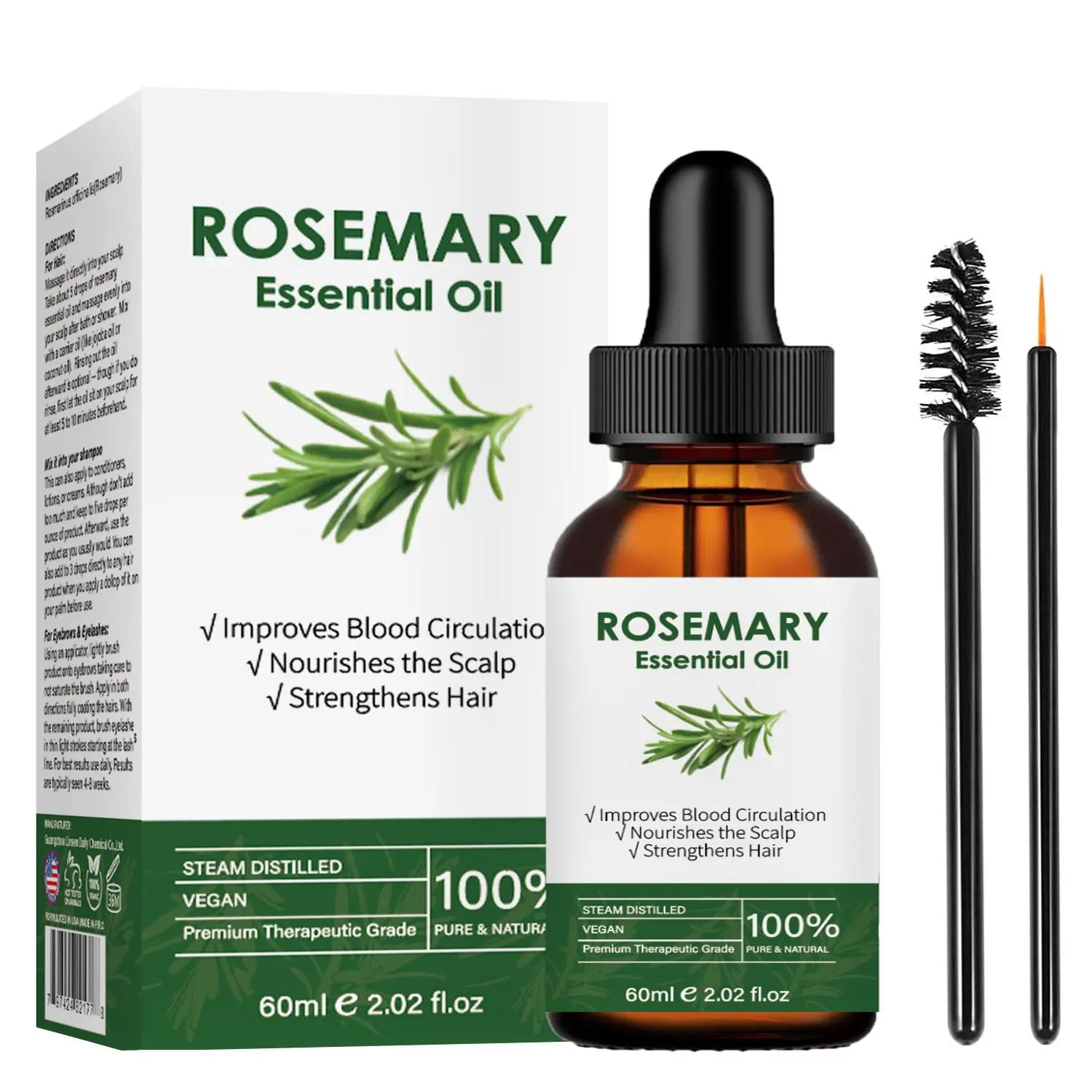 Christmas Organic Rosemary Essential Oil for Hair & Skin & Nails, 1/2 Counts Pure & Natural Essential Oil, Body Care Massage Oil for Home & Spa, Hair