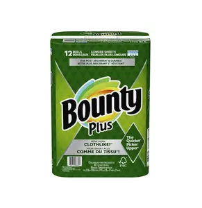 BOUNTY PLUS SELECT A SIZE PAPER TOWELS – WHITE – 2 PLY – 12 ROLLS – 86 SHEETS PER ROLL