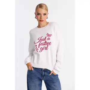 Just A Festive Girl Cropped Sweater - White/combo