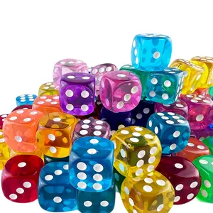 10pcs Transparent Dice Set, 14mm Standard Round Dot Dice, Ideal for Board Games & Math Teaching