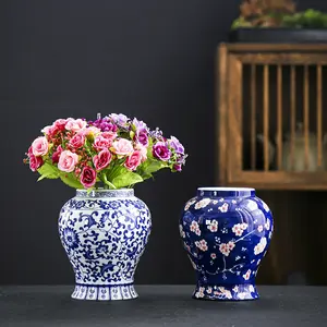 Chinese Style Vase, 1 Box Retro Porcelain Vase, Exquisite Entrance Decoration, High-end Retro Hydroponic Vase, Home Entrance Decoration, Ornaments, Decorative Vase