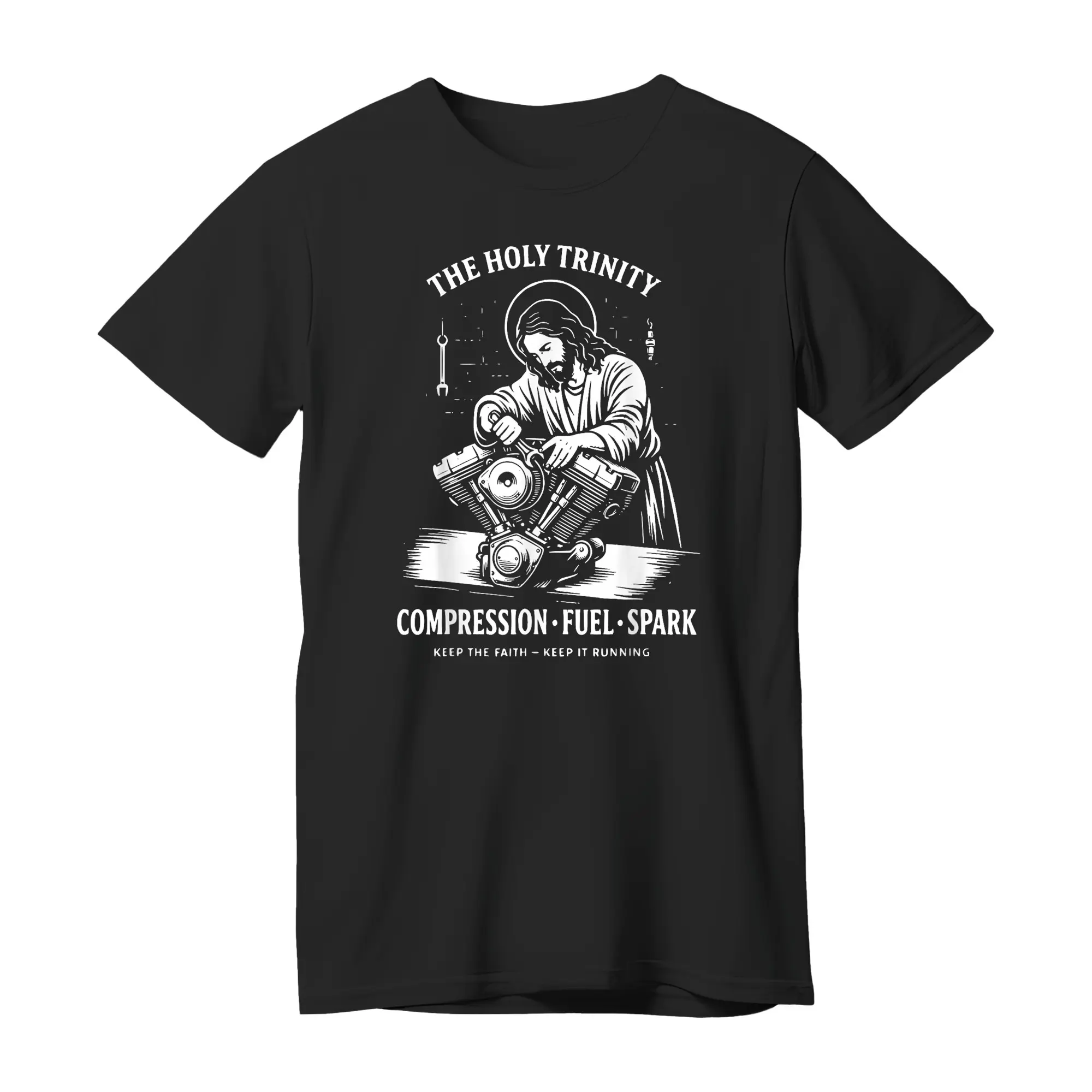 The Holy Trinity Compression Fuel Spark Keep Faith Running T-Shirt