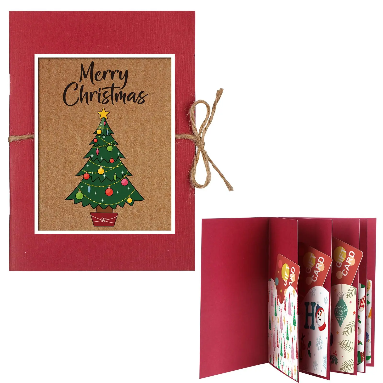 Christmas Gift Card Book Money Holders Envelope Cash Gift with 5 Slots Christmas Tree Reindeer Santa Snowman Pattern,DIY Christmas Gift Ideas Xmas Gift for Family Friend,Valentine's Day Thanksgiving Day Anniversary Surprise Gift