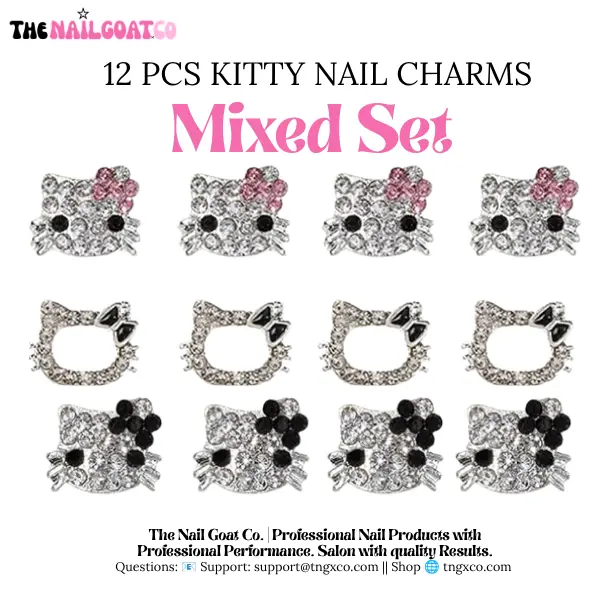 TheNailGoatCo 12 pcs kitty Nail charms