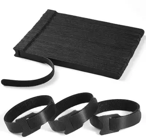100 PCS 8 Inches Reusable Cable Ties | Adjustable Cord Wraps, Cable Straps | Hook & Loop Cord Organizer, Cable Management QTBLY