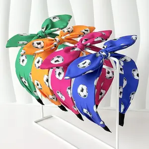 World Cup Football Print Hairband, Butterfly Knot Rabbit Ear Headband, Sports Party Accessory, Perfect Gift for Festivals