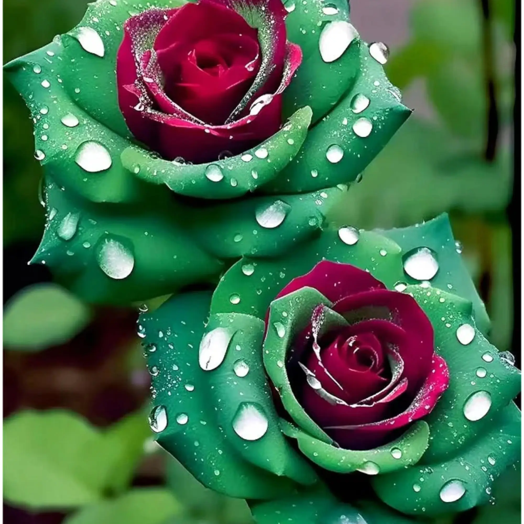 20pcs Ruby Green Twin Roses Seeds - Captivating Contrasts for Your Garden