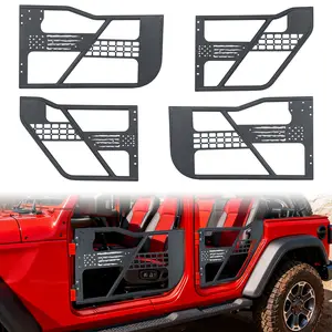 MONOKING 4PCS DIY Paintable USA Flag Tube Doors for 2007-2018 Wrangler JK JLU 4-Door, Heavy Duty Carbon Steel Off-Road Safari Tubular Half Doors w/Tactical Molle Panels, Enhances Side Visibility