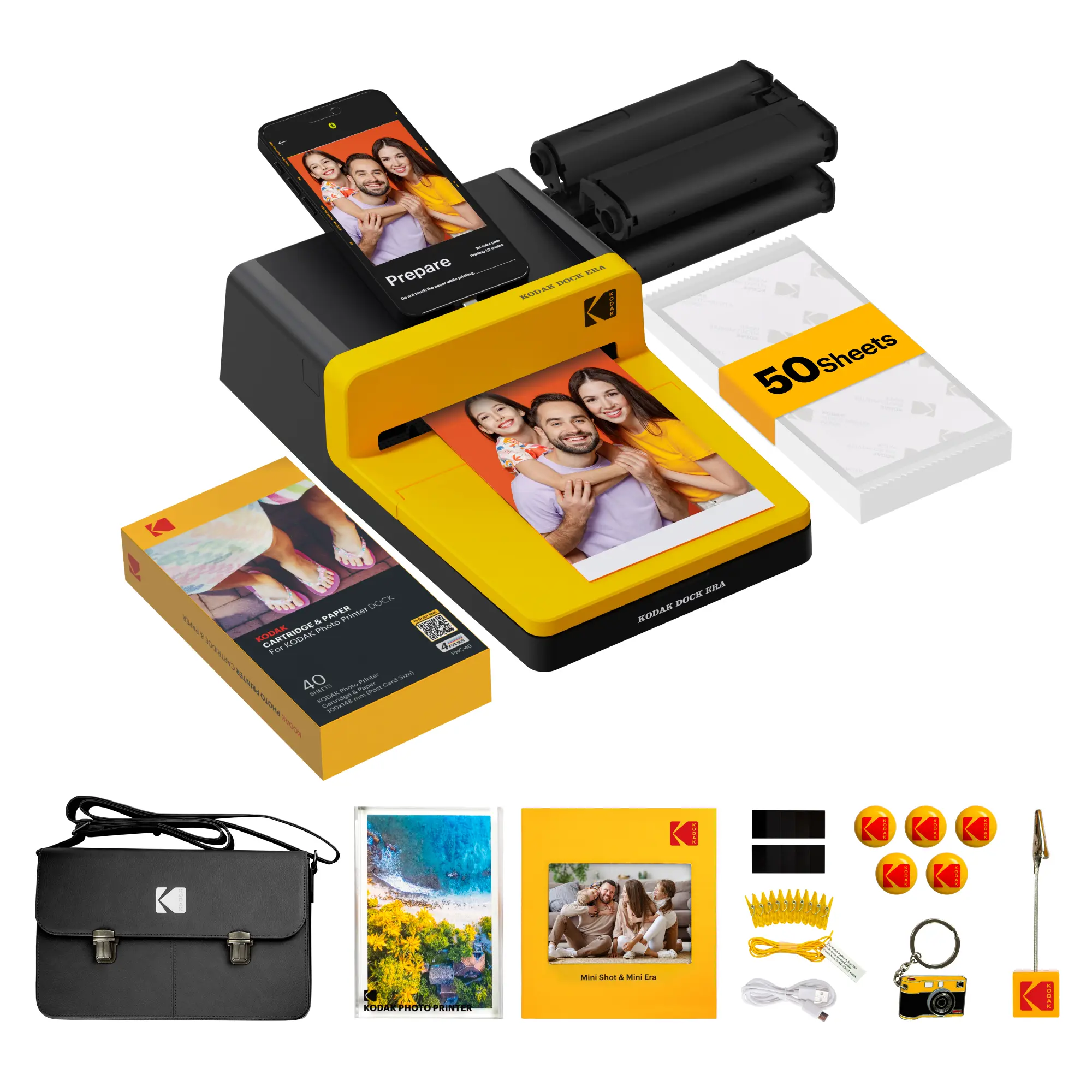 KODAK Dock Era 4x6'' Desktop Photo Printer, 50 Sheets Gift Bundle, Docking & Bluetooth Smartphone Printer for iPhone & Android, Instant Color Prints, 4PASS Dye Sublimation
