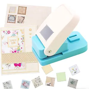 Stamp-shaped paper hole puncher, portable lever-action paper hole puncher, used for making handmade DIY scrapbooks on paper, Office Stationery Supplies
