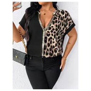 Plus Size Summer Tops Sequin Party Going Out Outfits Short Sleeve Tunic Concert Tops Blouse