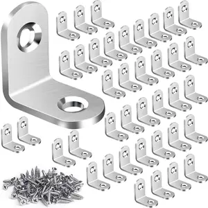 40 count L Bracket Corner Brace Sets, Stainless Steel L Brackets for  Shelves, 90  Right Angle Bracket with 80 Screws, Metal Corner Brackets for Furniture Cabinet Drawer Chair (0.79 x 0.79 in)