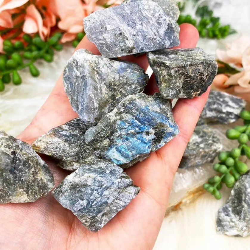 3 Pieces Raw Rough Labradorite Chunks Healing Mineral Rocks Specimens Gifts, 3-5cm size