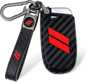 Key Fob Cover with Keychain, Protective Case Shell for Dodge Charger, Durango, Challenger, Journey, Car Key Accessories