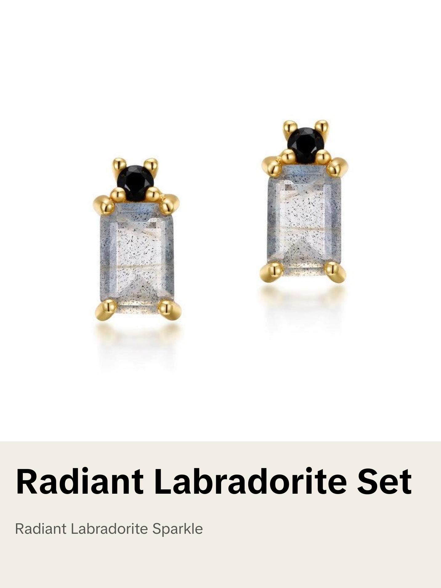 Labradorite Dainty Radiant Stud Earrings