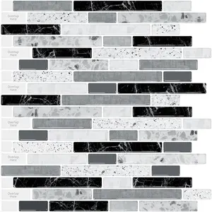 10-Sheet Self-Adhesive Peel and Stick Backsplash for Kitchen, Vinyl Decorative Tiles (Gray)