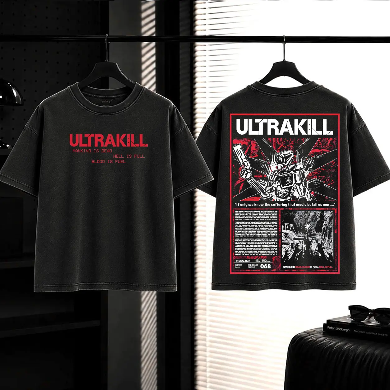 Ultrakill Game Washed T-shirt, Tank Top, Sweatshirt, Hoodie Casual graphic tee lover game acid wash, Fabric, Menswear Top Graphic Hoodie Print Straight Tee Streetwear