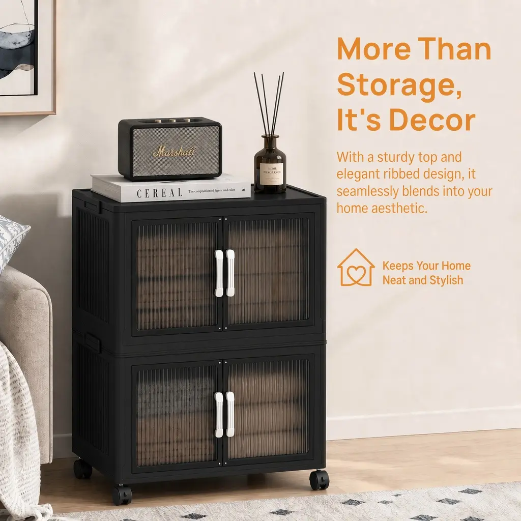 Multipurpose home foldable stackable storage bin 360 lockable casters waterproof bathroom dustproof storage cabinet