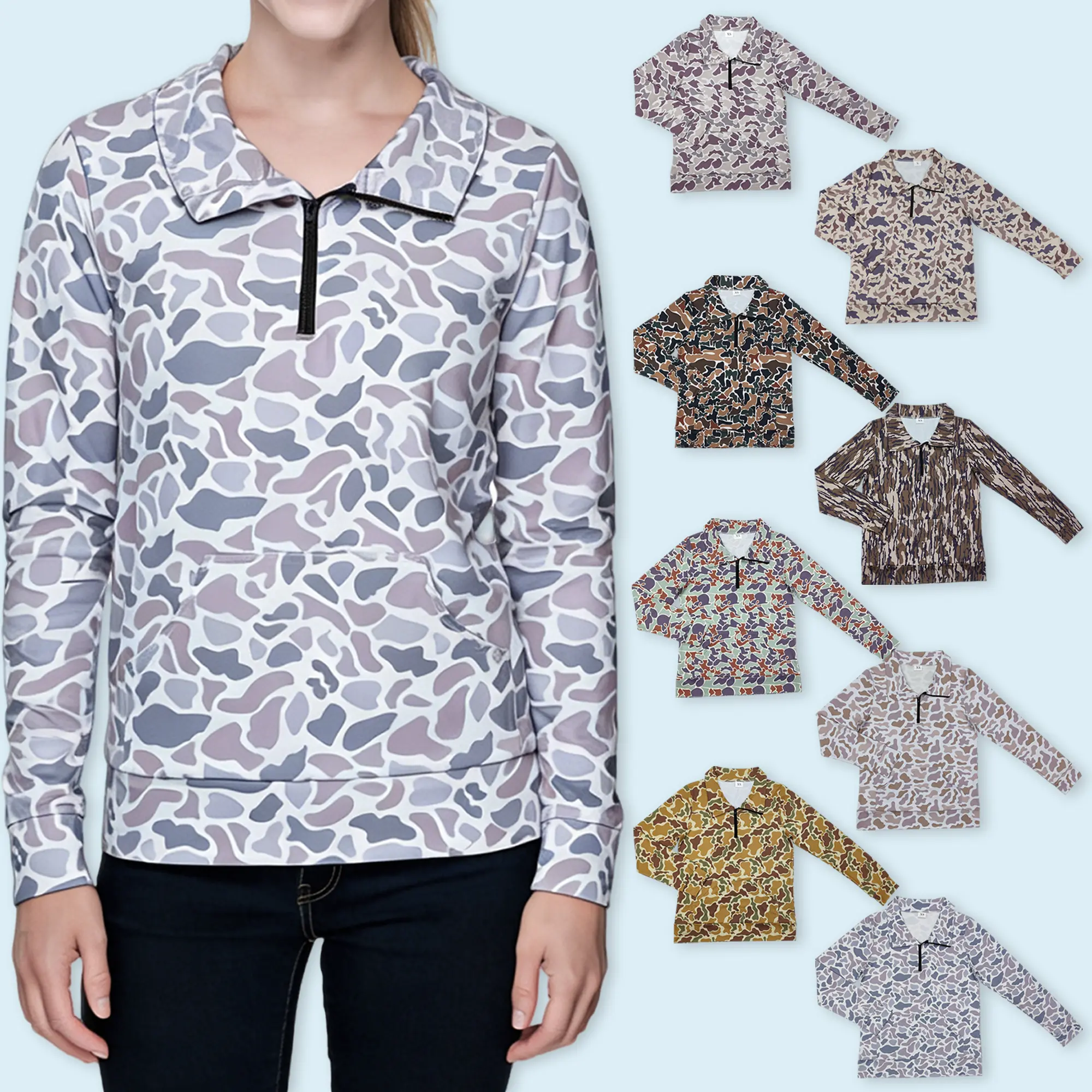 Women's Camouflage Hunting Season Long Sleeve Pullover Top, Oversize Casual Fashion Style Comfortable Knitwear