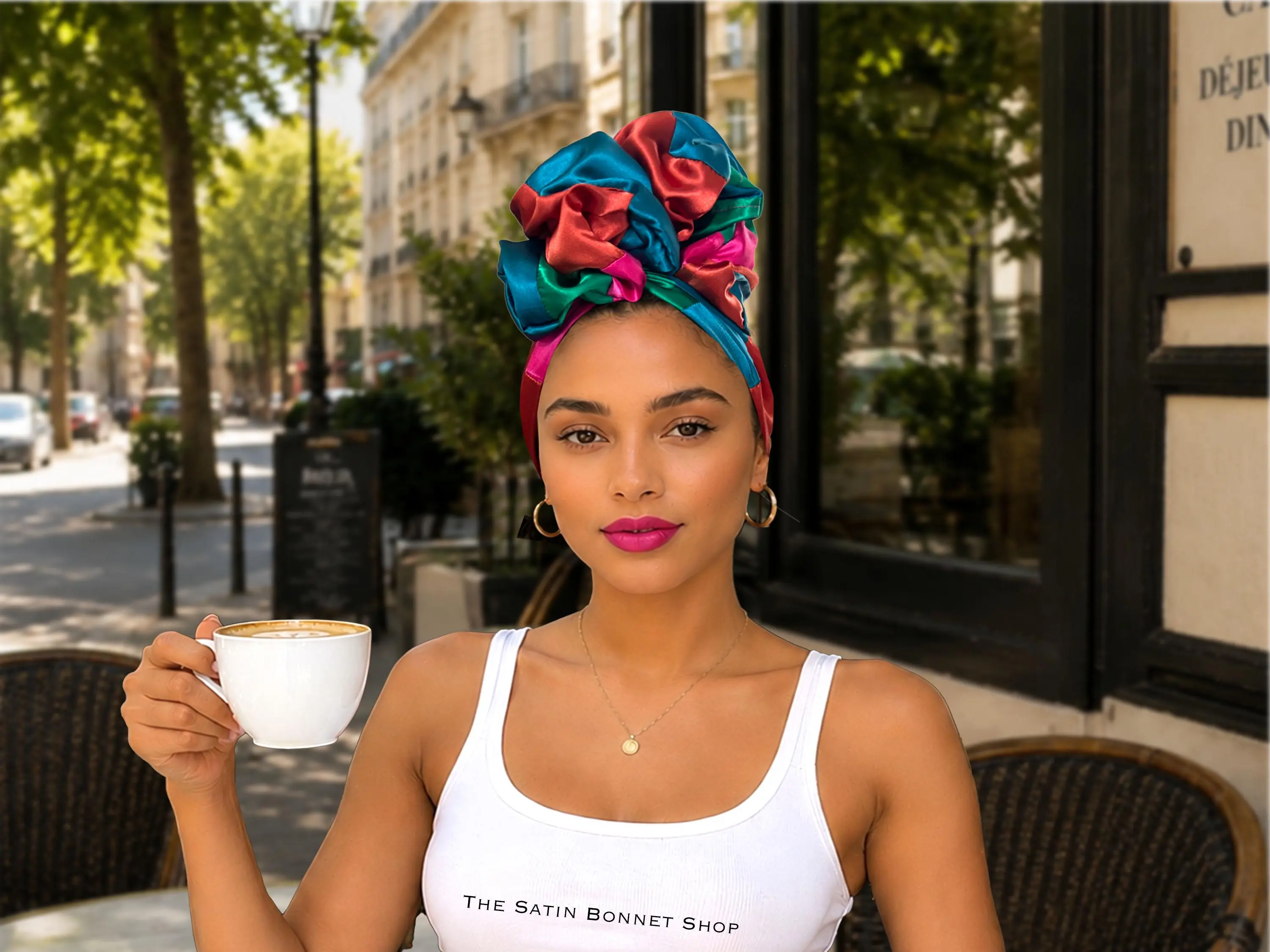 Satin Turban Headband with Wire | Adjustable Hair Wrap for Natural Hair