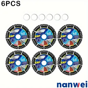4.5" 6PCS Diamond Tile Cutting Blades - Ultra-Thin Dry Cutting Disc for Ceramic, Marble, Granite - Angle Grinder Blades& Durable for Masonry/Construction Power Tool for Cutting  GiftsForHim Tool Set circular Blade Finishing Kit with Assorted Discs cutte