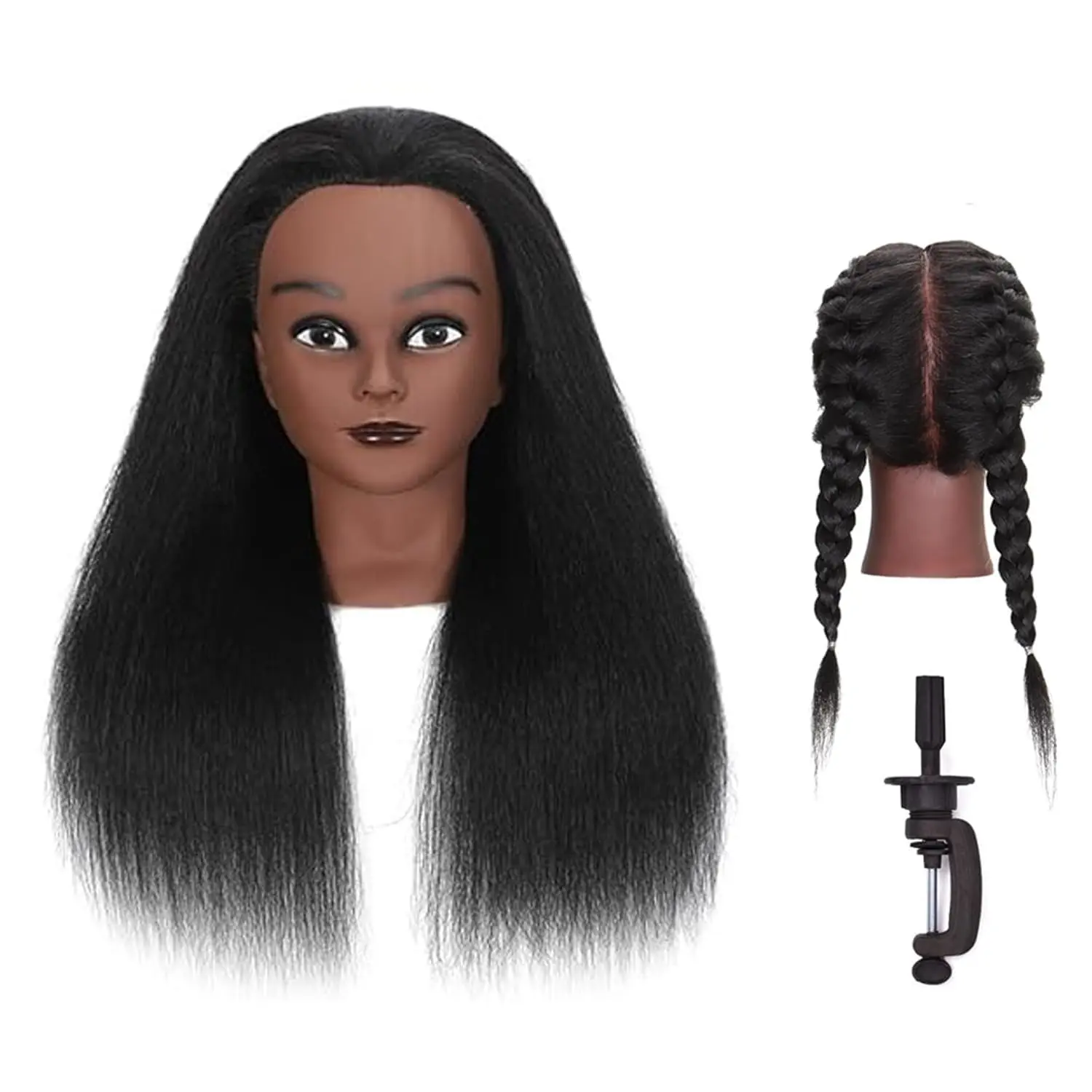 16 Inch 100% Real Hair Mannequin Head  Manikin Cosmetology Doll Head for Hairdresser Practice Braiding Hair Styling with Clamp stand (16 -Inch)