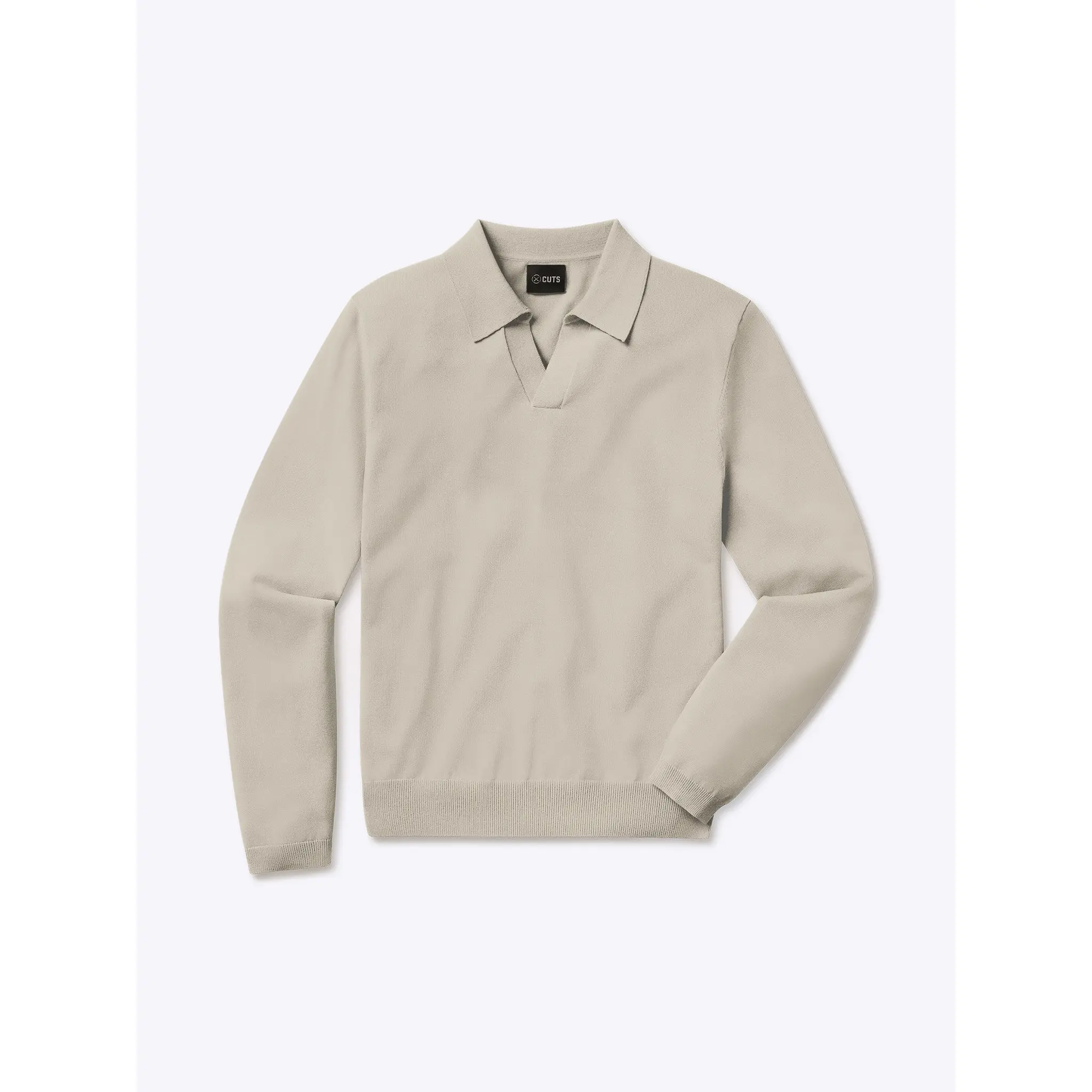Men's Stylish Casual Riviera Knit Long-Sleeve Polo, Menswear Tops for Daily Wear, Longsleeves