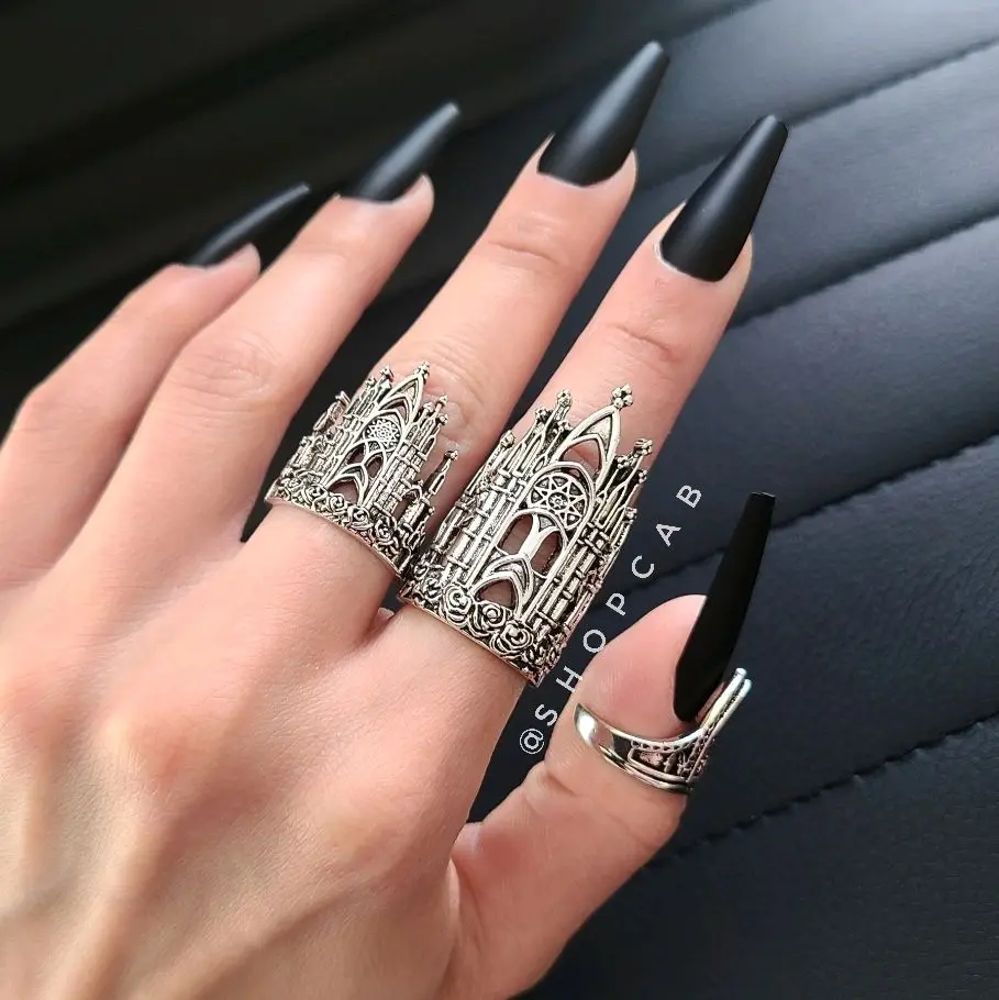 Gothic Cathedral Ring (XL) - Antique Silver