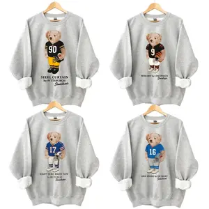 Football All Team Graphic Sweatshirt Pullover Vintage Sport Varsity Crewneck, Football Sweatshirt, ASH GREY Crewneck