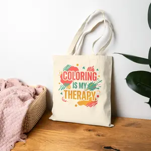 Coloring Is My Therapy Tote Bag | Canvas Art Supplies Tote | Colortok | Vividly Rho