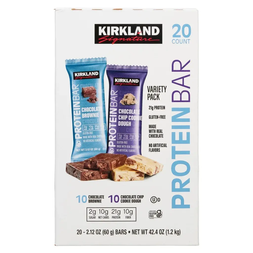 Kirkland Signature Variety Pack Snack Bars, Chocolate Brownie & Chocolate Chip Cookie Dough, 20 Count