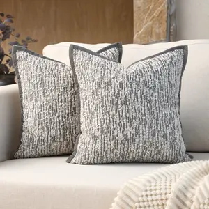 2-piece set of luxurious decorative pillows without pillow cores, textured geometric Boucle square sofa pillows, home decor woven modern cushion covers, suitable for sofas, living rooms, bedrooms, and can also be used as gifts, suitable for all seasons